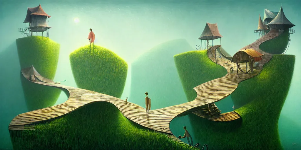 Image similar to gediminas pranckevicius waterpark painting by cinematic lighting, epic composition, highly detailed