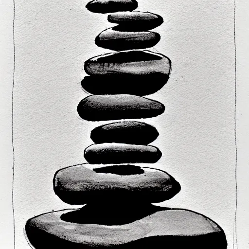 Image similar to zen cairn ink