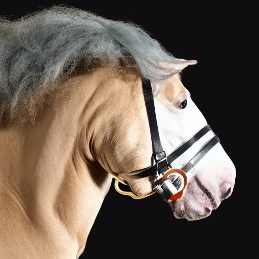 Prompt: horse in business suit snorting cocaine