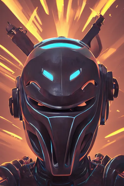 Image similar to epic mask helmet robot ninja portrait stylized as fornite style game design fanart by concept artist gervasio canda, behance hd by jesper ejsing, by rhads, makoto shinkai and lois van baarle, ilya kuvshinov, rossdraws global illumination radiating a glowing aura global illumination ray tracing hdr render in unreal engine 5