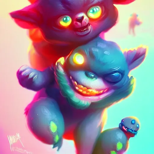 Image similar to cute creatures. bright art masterpiece artstation. 8k, sharp high quality illustration in style of Jose Daniel Cabrera Pena and Leonid Kozienko, magical colored theme, concept art by Tooth Wu,