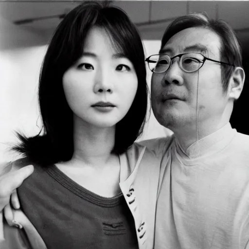 Image similar to archive of the actress Choi Eun-Hee and director Shin Sang-ok, Reuters, 35mm film, film grain, gentle, underexposed