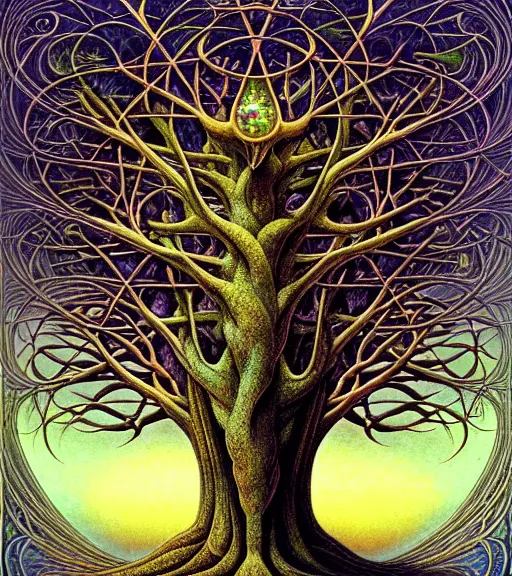 Image similar to tree of life by roger dean and andrew ferez, art forms of nature by ernst haeckel, divine chaos engine, symbolist, visionary, art nouveau, botanical fractal structures, organic, detailed, realistic, surreality