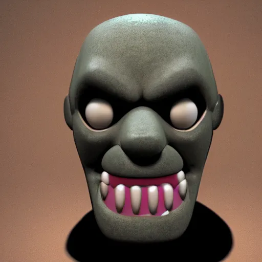Prompt: cinematic bust portrait of zombie, head and chest only, style of Five Nights at Freddy's and Costume Quest, octane render