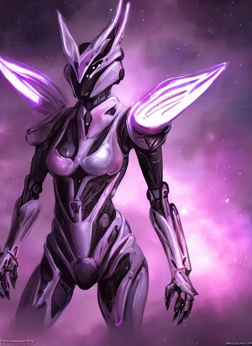 Prompt: cinematic shot, bust, cosmic sized perfectly proportioned stunning hot female warframe, robot mecha female dragon head, silver armor, fuschia leds, floating in empty space, nebula sized, holding a galaxy, epic proportions, epic size, epic scale, furry art, dragon art, giantess art, warframe fanart, furaffinity, deviantart