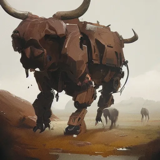 Image similar to 🤖🐃, Greg rutkowski, Trending artstation, cinematográfica, digital Art