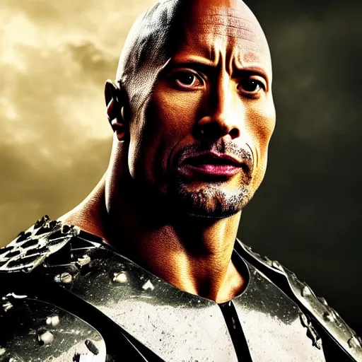 Image similar to dwayne johnson as a noble knight paladin in shining armor, intricate fractal armor, cinematic, studio photography, high detail, ultra high detail, 4 k, hdr, 8 k