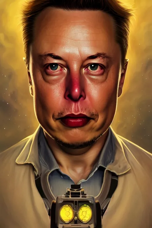 Image similar to elon musk as rick sanzhez from rick and morty, realistic portrait, symmetrical, highly detailed, digital painting, artstation, concept art, smooth, sharp focus, illustration, cinematic lighting, art by artgerm and greg rutkowski and alphonse mucha