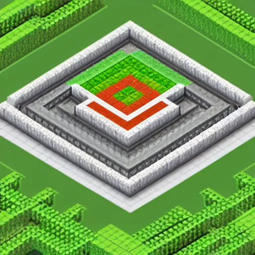 Prompt: isometric minecraft map