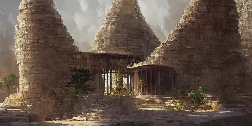 Image similar to a sustainable architecture in the style of ancient babylon, art by greg rutkowski, stunning concept art, interior design architecture