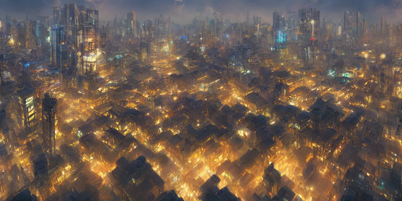 Image similar to a beautiful painting of a ancient big city of china, light effect, unreal engine, super wide angle, by yuumei and yanjun chen, trending on artstation