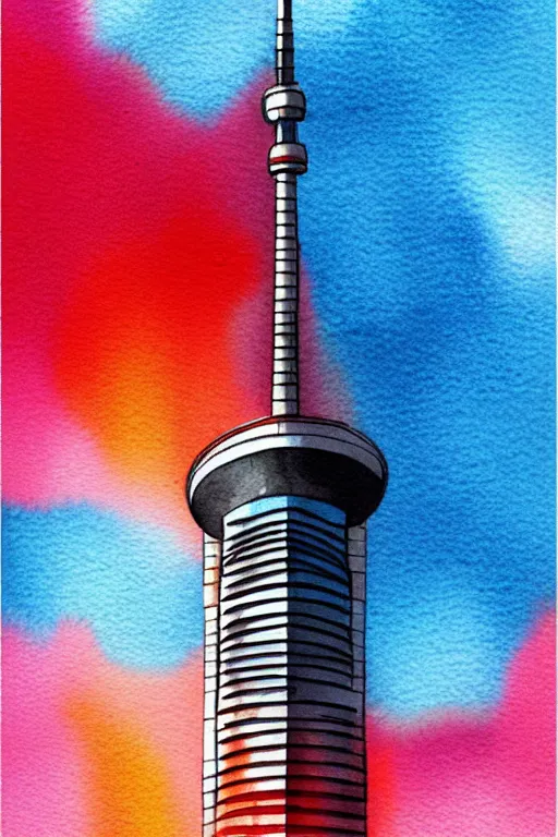 Prompt: minimalist watercolor art of berlin television tower, illustration, vector art