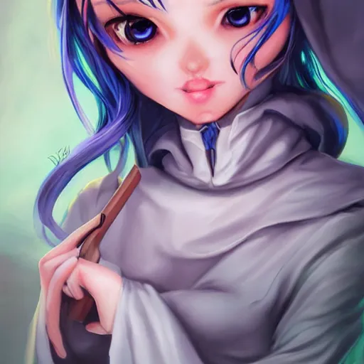 Image similar to Cute girl grim reaper is blushing by artgerm