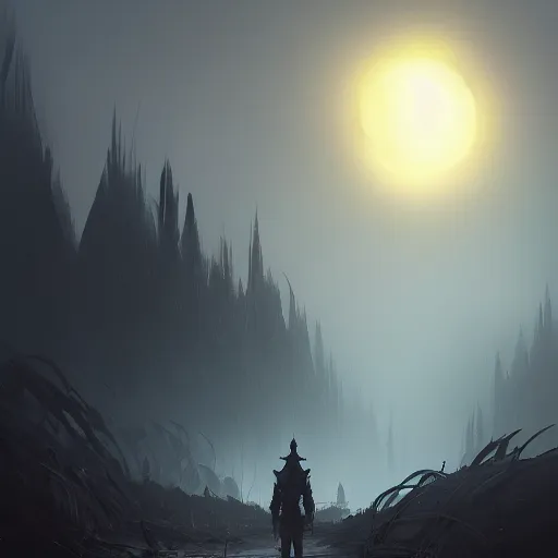 Prompt: eerie black sun rises over a wasteland, highly detailed, digital painting, artstation, concept art, sharp focus, illustration, by Andreas Rocha