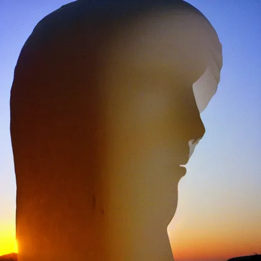 Image similar to sunset clouds in shape of a giant virgin mary ( 1 0 ) face like toast