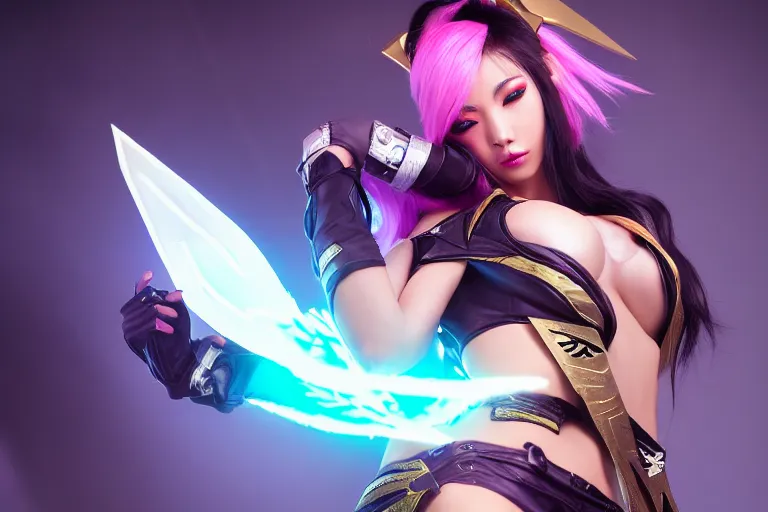 Image similar to league of legend, kda akali, beautiful, photograph, 8 k, realistic