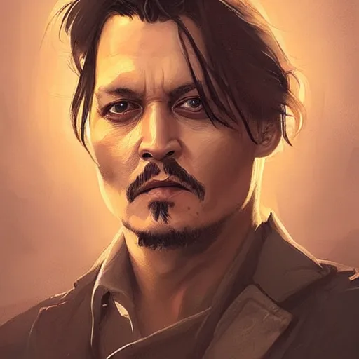 Image similar to “ portrait of johnny depp by greg rutkowski, young, attractive, highly detailed portrait, scifi, digital painting, artstation, concept art, smooth, sharp foccus ilustration, artstation hq ”