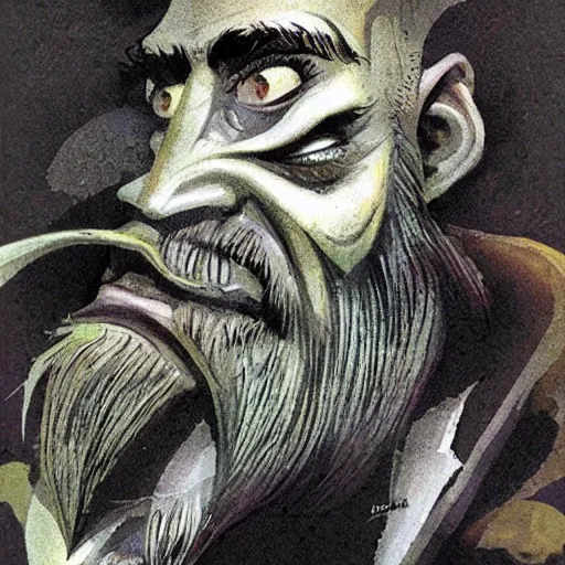 Prompt: dnd dwarf, by Dave McKean