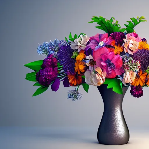 Prompt: beautiful amazing art of intricate flowers arrangement in vase, modern color, by art by alesso baldovinetti, trending on artstation, featured on behance, octane render, vector art, f 4, ultrawide, golden ratio, well composed, cohesive