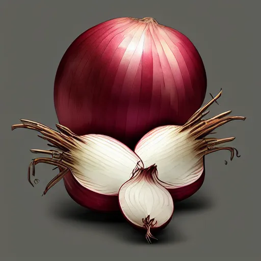 Image similar to Onion 4k video game icon design, 2d game fanart behance hd by HR Giger