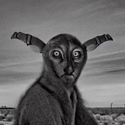 Image similar to the mutant human - animal hybrid creatures that were created at dugway underground military base in utah, at night, real night vision infrared footage, creepy as heck, cursed footage, full body view, creepy security camera footage, in the desert at night