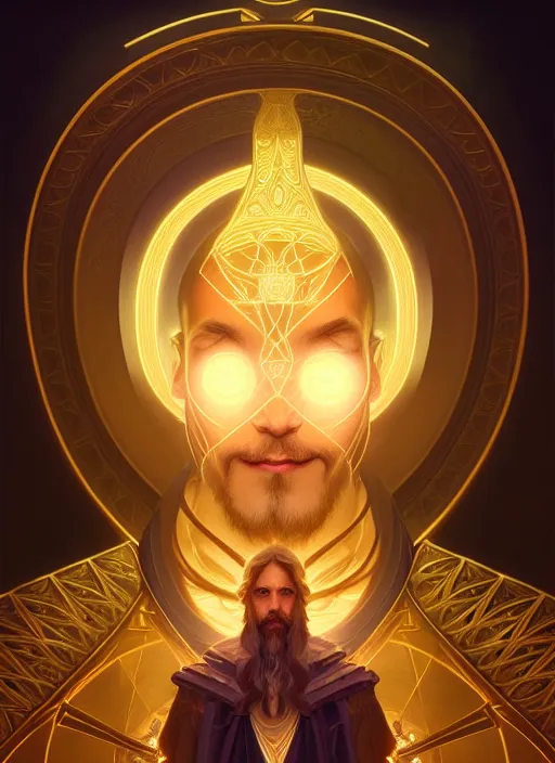 Prompt: symmetry!! portrait of male wizard, high fantasy, golden ratio, glowing lights!! intricate, elegant, highly detailed, digital painting, artstation, concept art, smooth, sharp focus, illustration, art by artgerm and greg rutkowski and alphonse mucha, 4 k