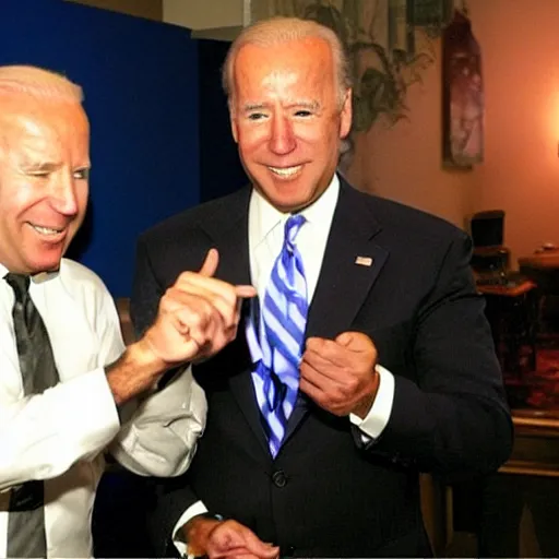 Prompt: joe biden playing world of warcraft with alex jones in 2 0 0 6