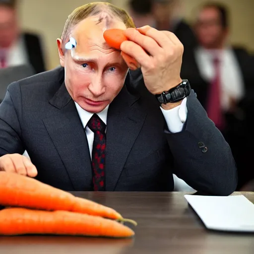 Image similar to putin eating a carrot, but carrot is chesspiece