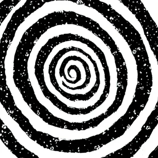 Prompt: black and white illustration spiral galaxy block print