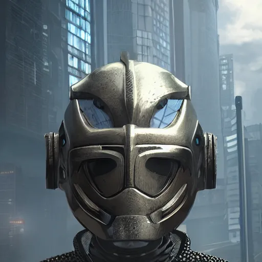 Image similar to cyberpunk viking helmet mask robot ninja illumination ray tracing hdr fanart arstation by sung choi and eric pfeiffer and gabriel garza and casper konefal