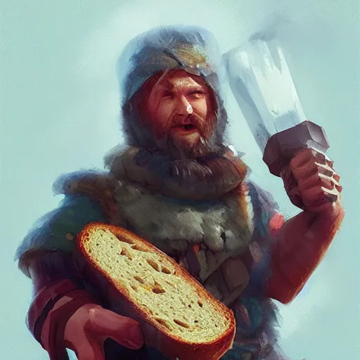 Image similar to portrait of viking toast, bread type pokemon, strong pixar wonder bread warrior, volumetric lighting, dynamic composition, art by sachin teng and sergey kolesov and ruan jia and heng z, scifi, fantasy, hyper detailed, ultra realistic, sharp focus, wildlife photography, national geographic, octane render, concept art