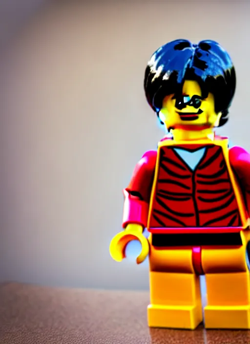 Image similar to photograph of a lego luffy face, depth of field, focus,