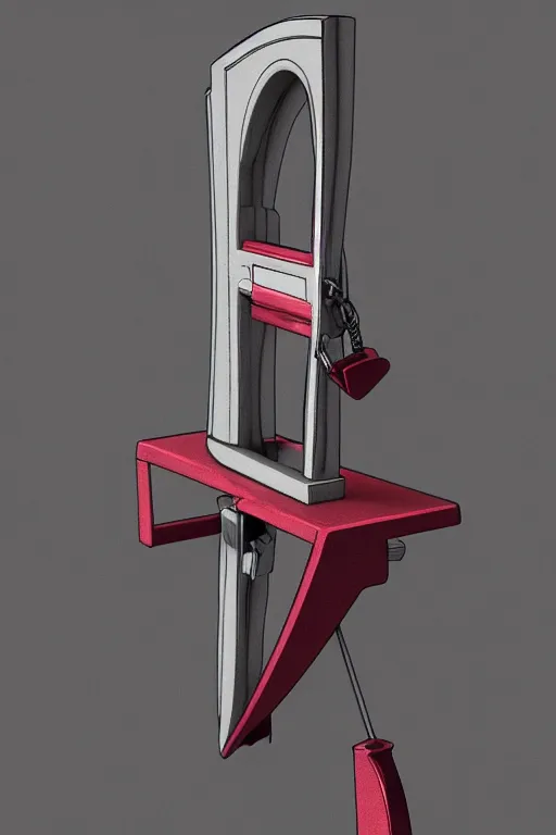 Image similar to a guillotine designed by fisher - price, plastic toy guillotine, high detail product photo, trending on artstation, 8 k