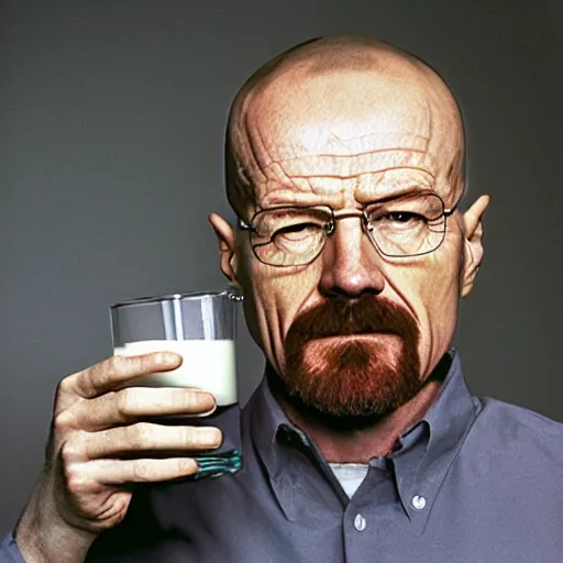 Image similar to walter white drinking milk