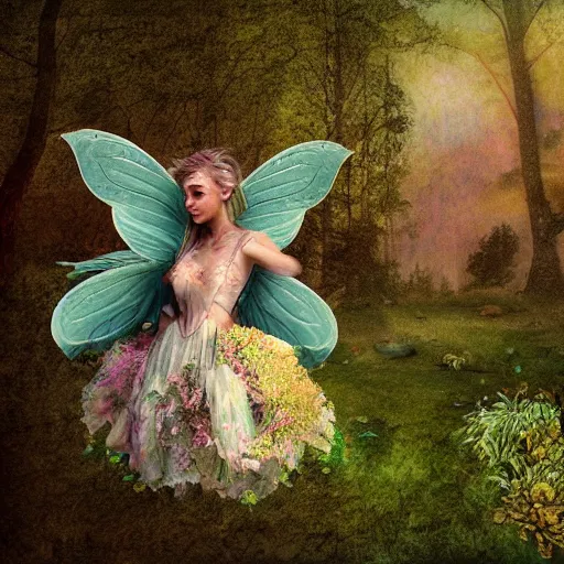 Image similar to fairy on a medieval land, lunarpunk, digital art