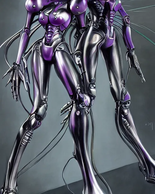 Image similar to eva 0 1 from evangelion by hr giger, by julie bell, 4 k, hyper detailed