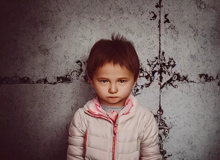 Image similar to professional fine details photo portrait of kid from kazan, tatarstan kid in the postsoviet suburbia, tatar, iphone detailed photo, instagram