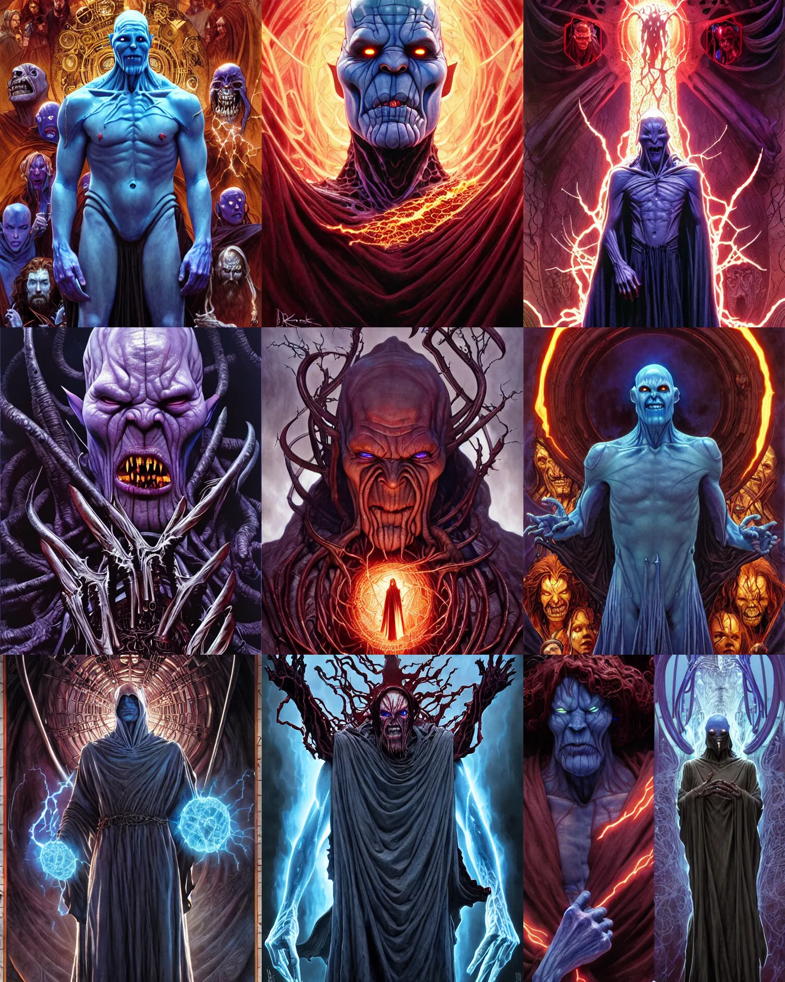 Prompt: the platonic ideal of lotr of cletus kasady ultimate carnage thanos dementor doctor manhattan chtulu nazgul, detailed, intricate, hyperrealism, intense, scary, decay, dmt, art by brock hofer and artgerm and greg rutkowski and alphonse mucha