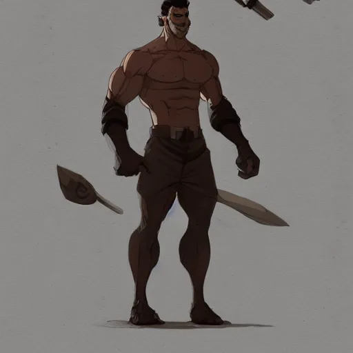Prompt: character sheet of gigachad, muscular, handsome, chiseled, by greg rutkowski and studio ghibli, digital art, trending on artstation, highly detailed, concept art, beautiful, masterpiece