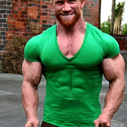 Prompt: muscular leprechaun, athletic leprechaun, buff leprechaun, strong leprechaun, mighty leprechaun, hunky leprechaun, handsome leprechaun