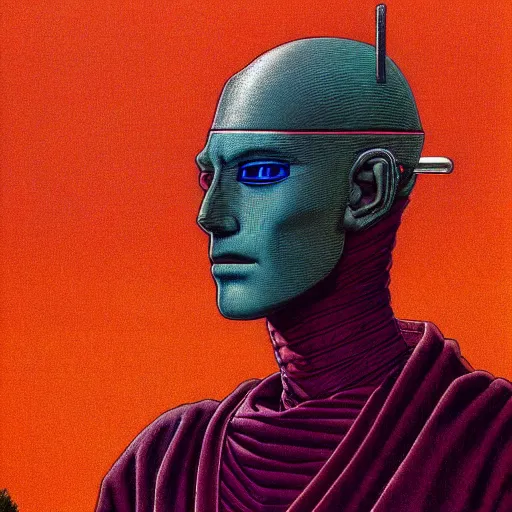 Image similar to ! dream a portrait of a cyberpunk osiris staring at the camera with dramatic lighting, by kawase hasui, moebius, edward hopper, colorful flat surreal design, hd, 8 k, trending on artstation