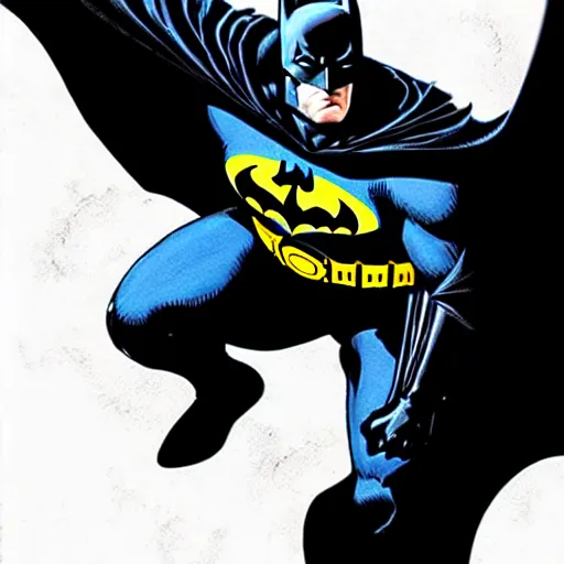 Image similar to the batman appearing out of the shadows, artwork by jim lee, frightening, fear, scary, intimidating, digital art