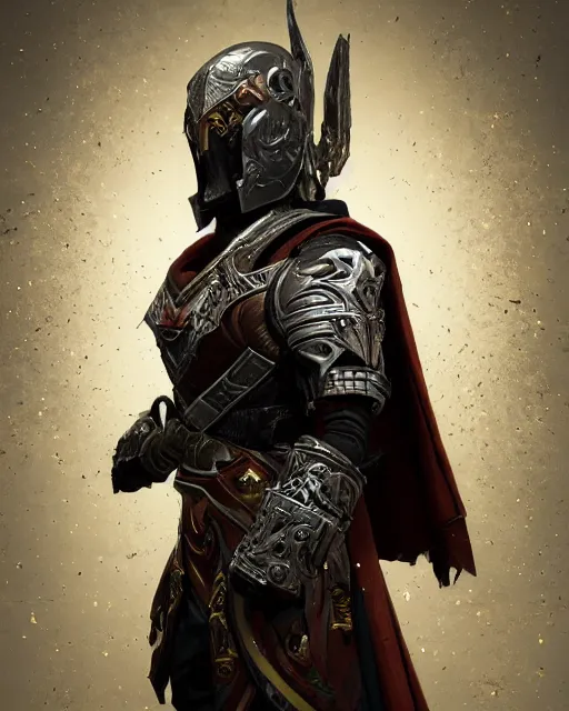 Prompt: a sci fi quarter - length portrait of an ornate templar from the game destiny by bungee studios wearing ornate armor made of sci fi metal plates, cinematic lighting, smooth, high detail, dark fantasy, unreal engine, octane render, art by vitaly bulgarov artstation, concept art by bungie studios, fog volumes, vivid color glow, post processing, cgsociety