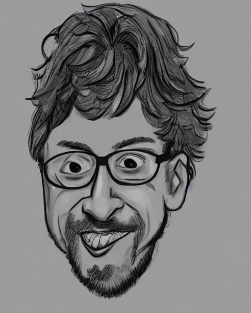 Prompt: a detailed caricature of Sam Hyde