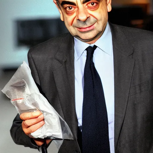 Image similar to rowan atkinson wearing a pandemic mask