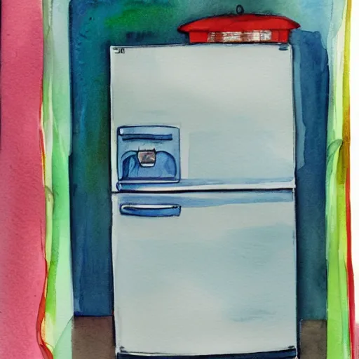 Prompt: fridge, watercolor