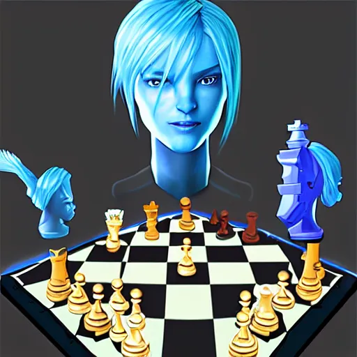 Prompt: cortana avatar playing chess