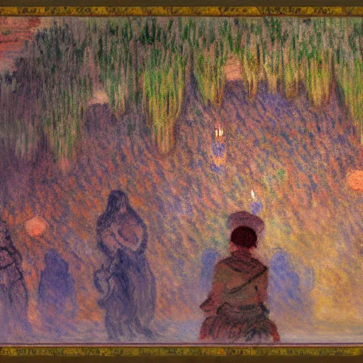 Prompt: God wars dungeon, painted by Claude Monet