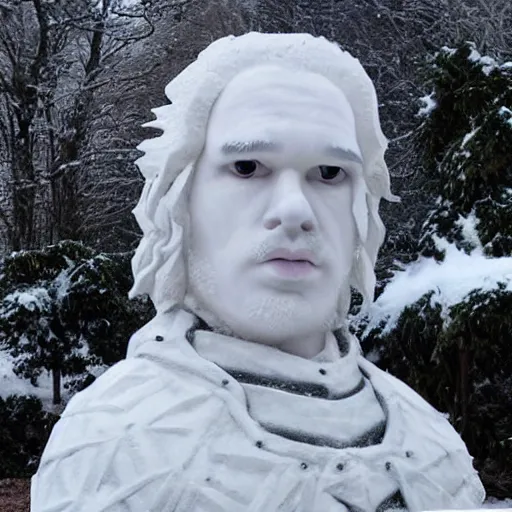 Prompt: a snow sculpture of john snow from game of thrones