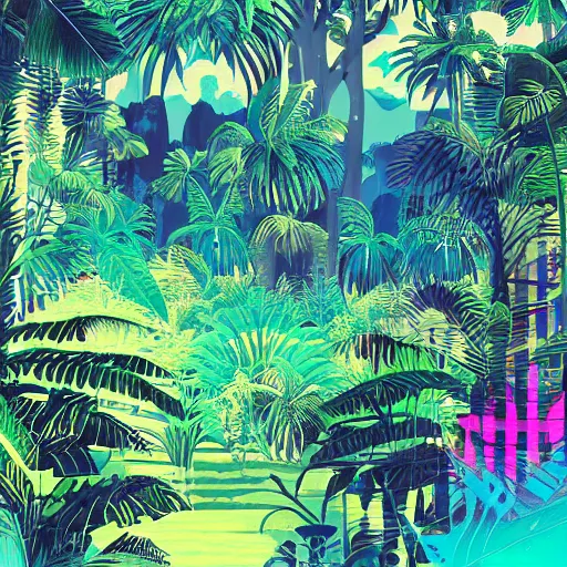 Image similar to vaporwave jungle